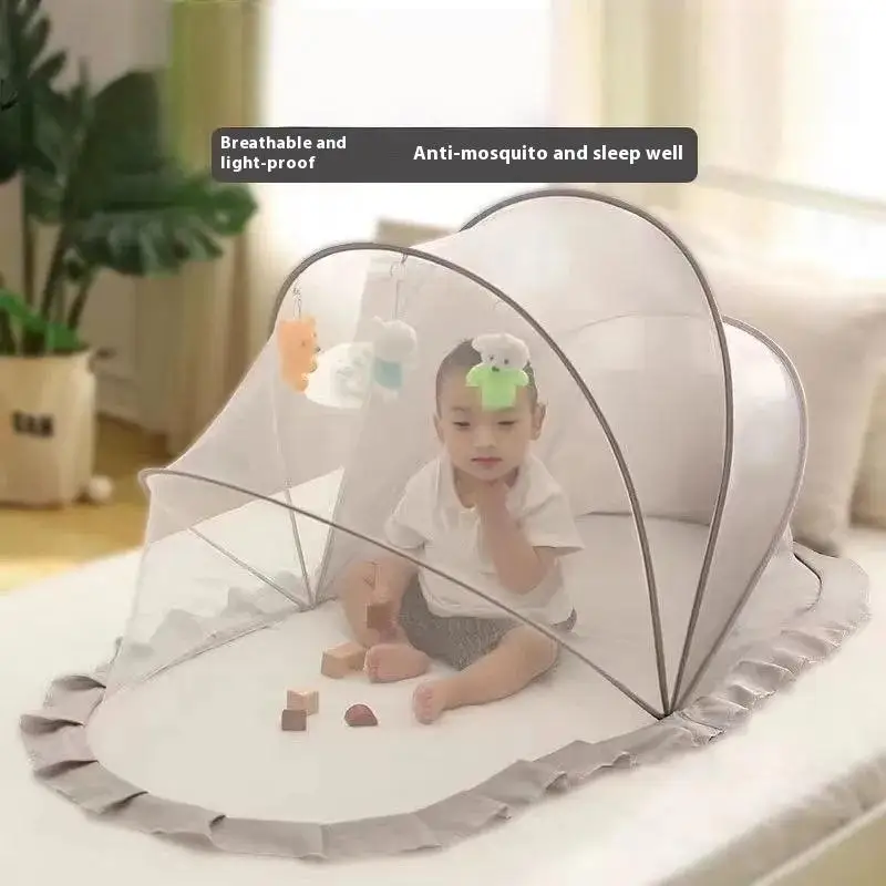 มุ้งกันยุงแบบพับได้ 1 ชิ้น สำหรับเตียงเด็ก ทำจากพลาสติก รูปทรงกระโจม อุปกรณ์เสริมสำหรับเด็ก