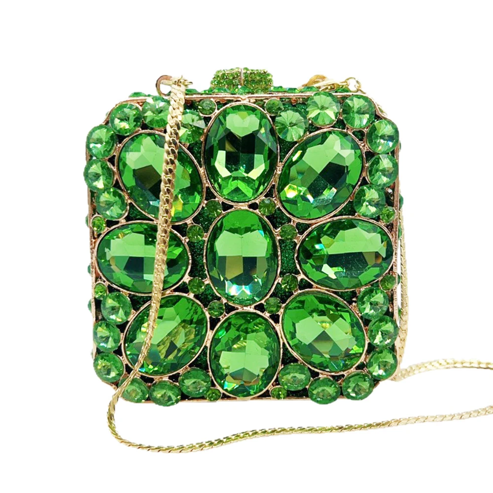 

Women's Square Evening Crystal Clutch Bag Large Diamond Dinner Clutch Hollow Out Banquet Rhinestone Handbag Special Occasions