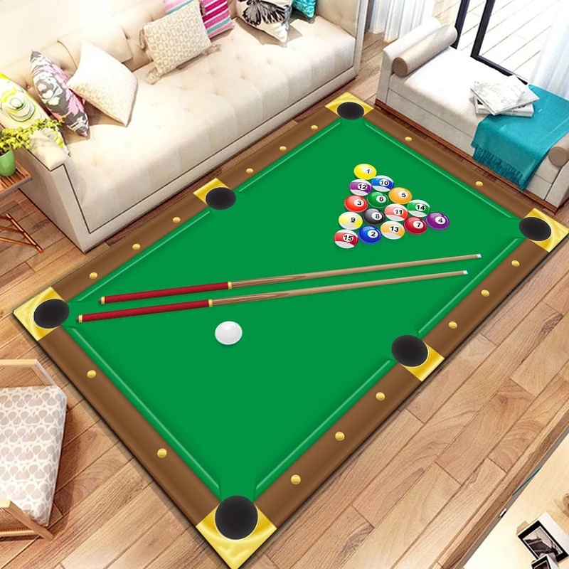 3D Colorful Snooker Billiard Carpet Ball Sports Area Rug for Living Dining Room Bedroom Decor Floor Rug Bathroom Non-Slip Rugs