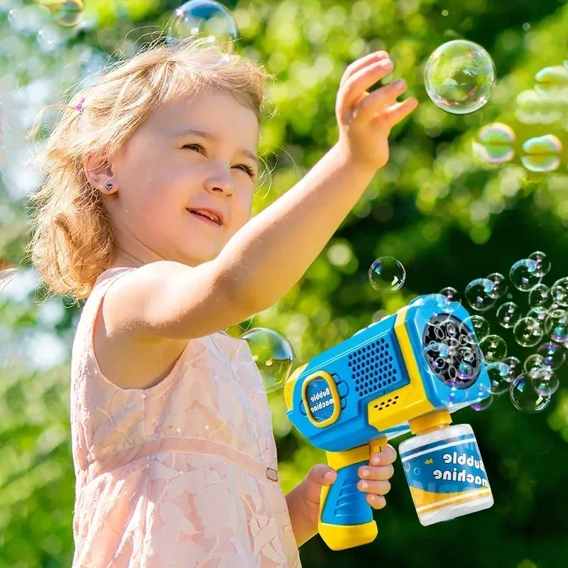 Espaço elétrico automático máquina de bolhas arma bolha verão praia banho jogos ao ar livre crianças fantasia brinquedos presente brinquedo bolha