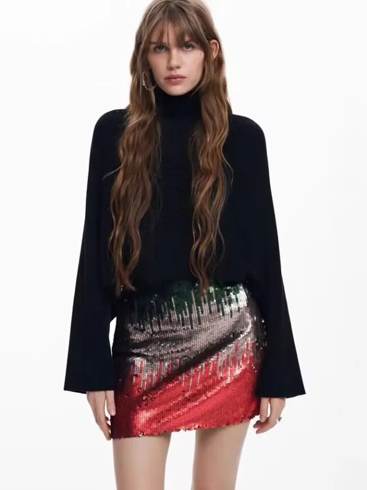 Buitenlandse handel Spanje originele single pailletten A-woord trend mode dames minirok