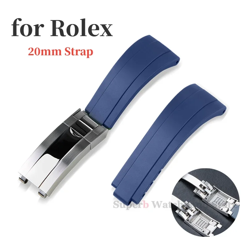 

20mm Rubber Watchband for Rolex Submariner DAYTONA GMT Silicone Strap Band Diver Waterproof Bracelet 9×9mm Adjustable Buckle