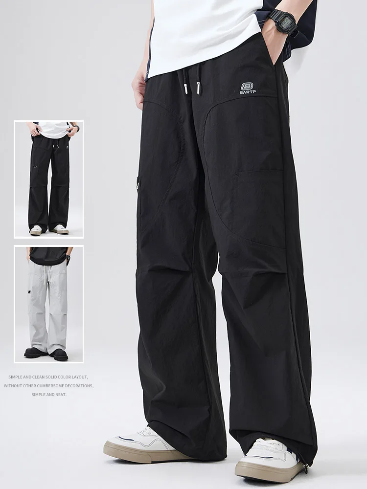 

Casual Straight Leg Pants Men's Outdoor Climbing Mountainous Summer Functional Trousers American High Street Paratrooper Sle