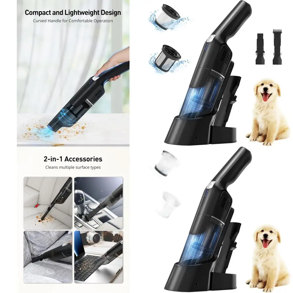 

Портативный беспроводной мощный автомобильный пылесос емкостью 15 кПа с перезаряжаемой батареей, зарядной док-станцией, эргономичной ручкой и 2-скоростной системой