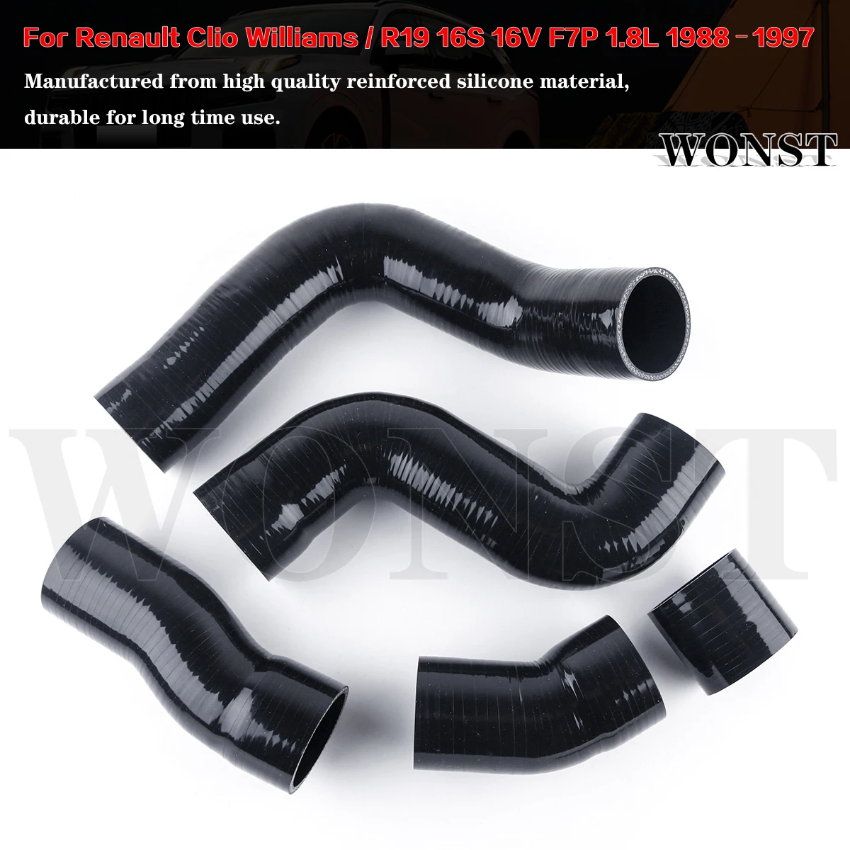 Kit de mangueras de refrigeración de silicona para radiador, 5 uds., para Renault Clio Williams y R19 16S 16V F7P 1.8L 1988-1997