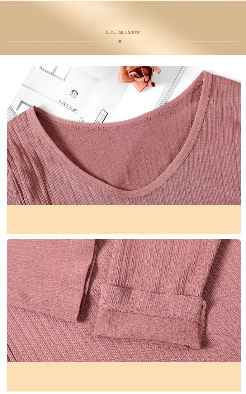 2-teiliges warmes Thermo-Unterwäscheset für Damen, sexy Unterwäsche, lange Unterhosen, Herbst-Winter-Thermo-Set, Damenkleidung mit mittelhohem Kragen und formgebendem Design. – Detail 15