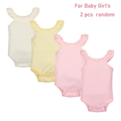 2Pcs Random Summer For Baby Girl's Lace Suspender Jumpsuit Cotton Fashion Onepiece Sleeveless Soft Simplicity Lovely 0-3Y