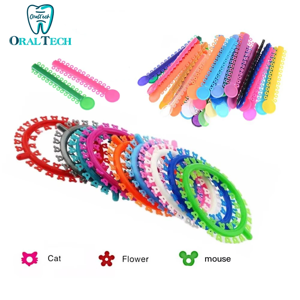 Dental Orthodontic Elastic Ligature Ties Colorful Bands Brackets Braces Ligating Modules Ortho Teeth Treatment Elastomeric
