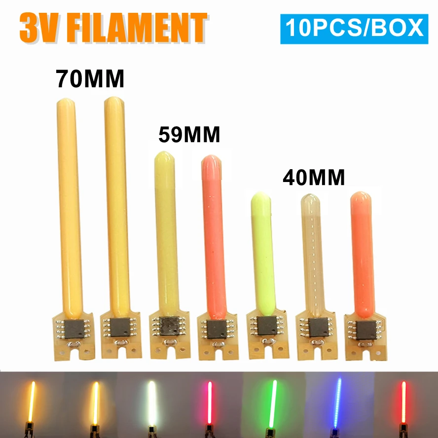10PCS/BOX 3V LED Meteor Shower Flowing Water Flame Filament 5 Modes Multicolour LED COB Diodes Parts Edison Bulb Accessories
