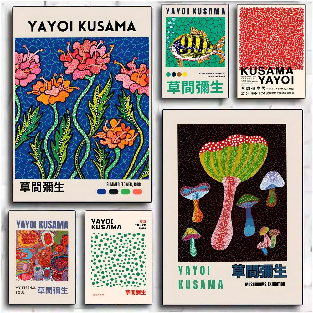 Y-Yayoi Kusama Pumpkin Abstract Painting Calligraphy Canvas Posters Wallart for Living Room Painting Decoration Room Wall Decor