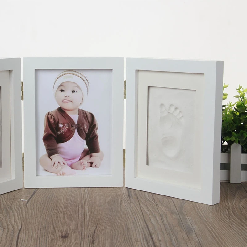 Baby Soft Clay Inkpad Photo Frame 3D Handprint Footprint DIY Registry for Newborn Boys Girls Baby Shower Gift