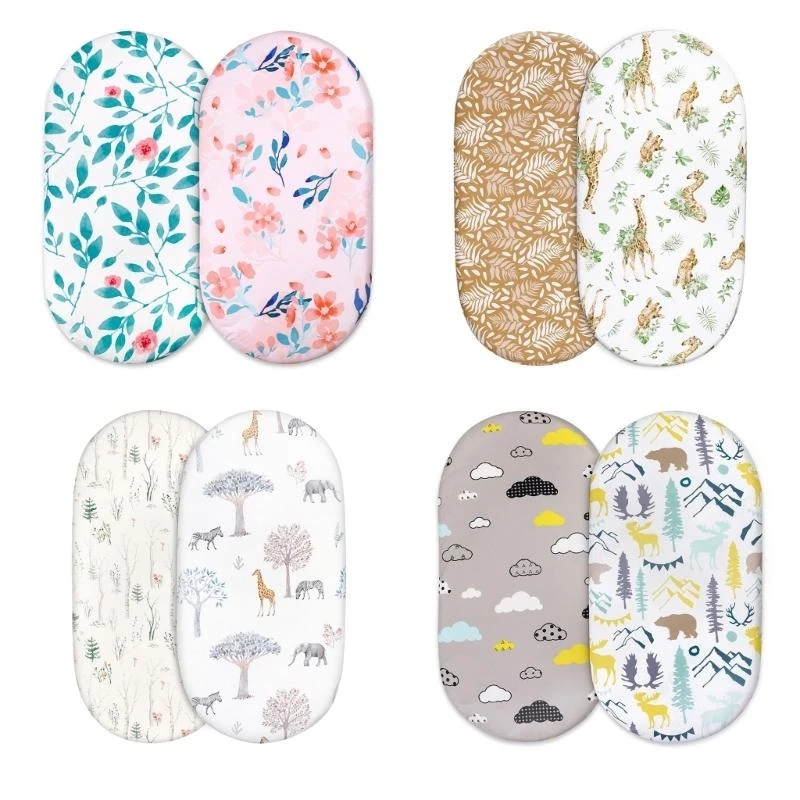 J15U 2 قطعة سرير الطفل المجهزة ورقة الوليد تغيير غطاء مراتب مضاد للماء عالي الجودة لينة وتنفس سرير المجهزة ملاءات حمالات غطاء