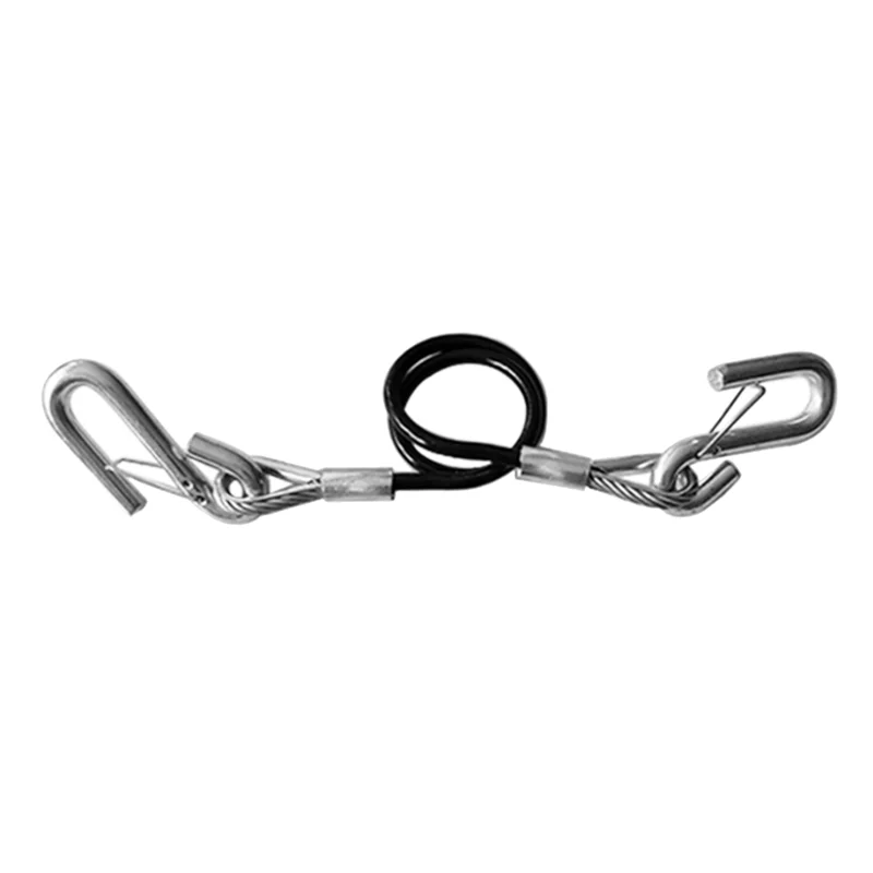 

AB96-Trailer Safety Towing Cable With Two S Hook 3500Lbs Load Bearing 70CM Maximum Extension Length Spring Towing Rope For RV