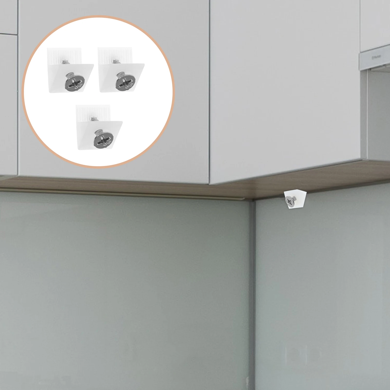 

50pcs Cabinet Shelf Supports Drawer Wedges White Backplate 4x16mm Screws Repair Sagging Bottoms Furniture Plastic