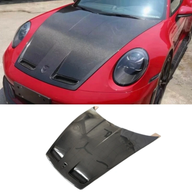 

For Porsche 911 992 2019-2024 Real Carbon Fiber Front Engine Hood Vent Bonnet Cover Body Kit Modify Decoration
