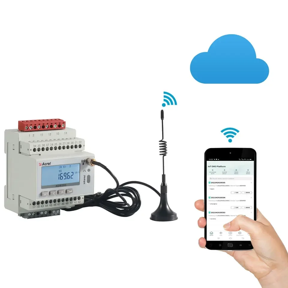 

ADW300 4G/wifi three phase wireless energy meter for scada system wireless iot din rail meter