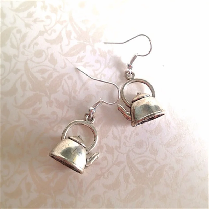 Tea Cup Drop Earring Clock Coffee Cup Spoon Women's Earrings Alice Wonderland Jewelry Gift Bijoux