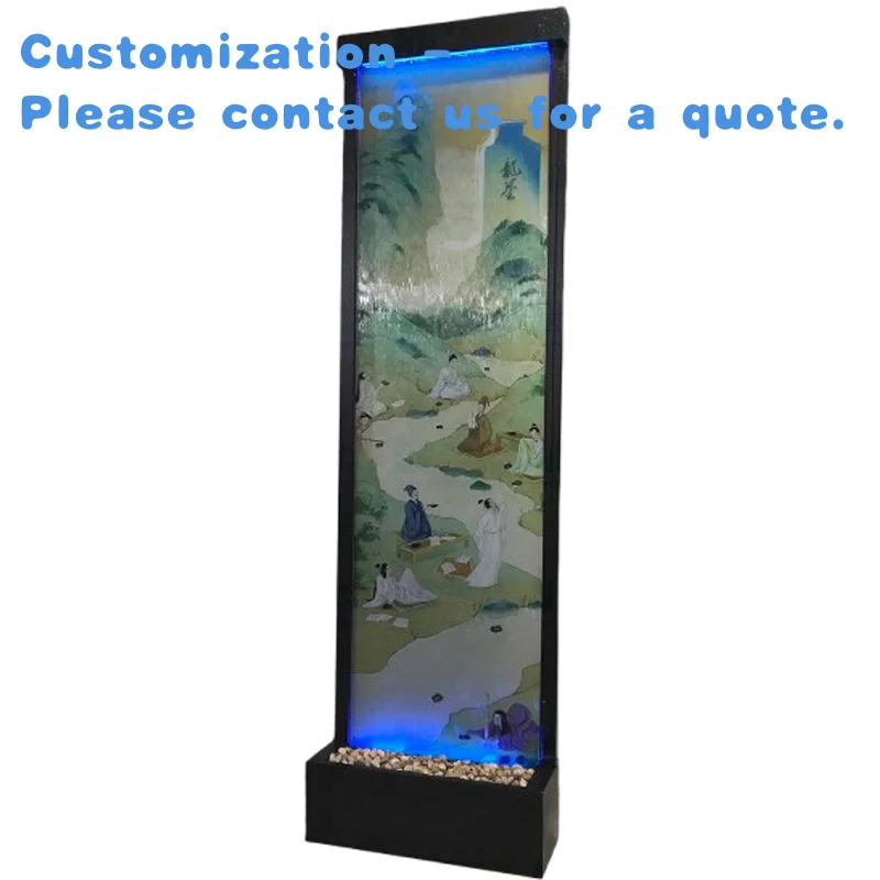 

custom.New Design Indoor Glass Floor Standing Waterfall 845*2890*300 Stainless Steel Restaurant Hotel Home Office Garden Orn