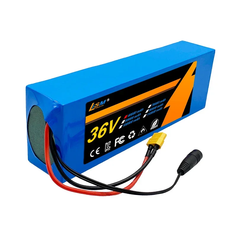 100% New 36V 100000mAh 18650 rechargeable lithium-ion battery pack 10S2P+charger can be used for electric scooter bicycles