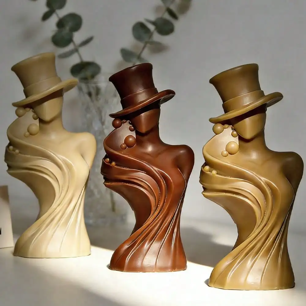 3D Hat Goddess Candle Silicone Mold Bubble Wave Dress Women's Styling Gypsum Making Tool Suitable for Desktop Aesthetic Decor