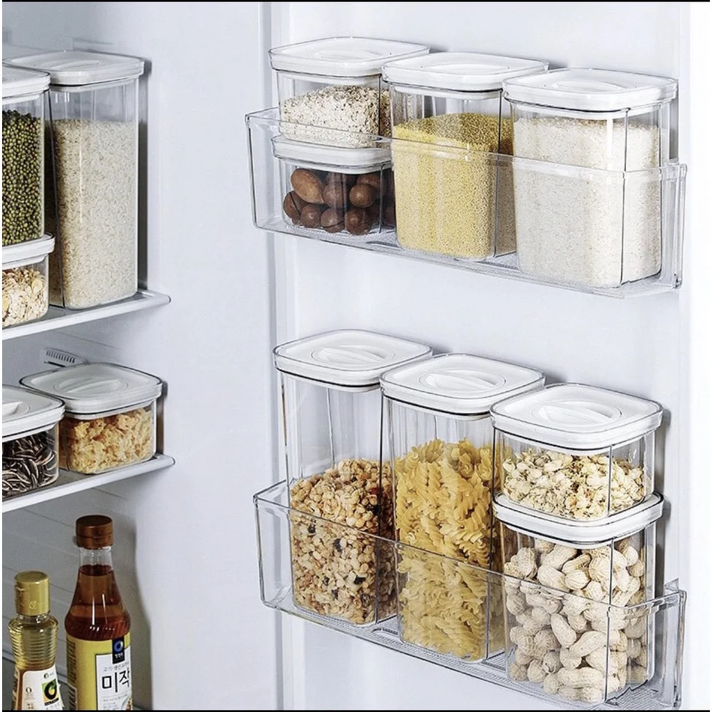 

600/1300/2000ML Household Seasoning Jars Sealed Jars Kitchen Grain Storage Organizer Tank Plastic Moisture-Proof Storage Box