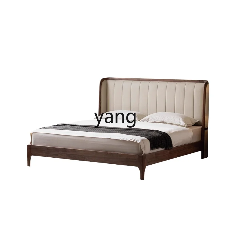 

LT solid wood bed modern simple 1.5 meters 1.8 meters leather soft bag master bedroom double bed
