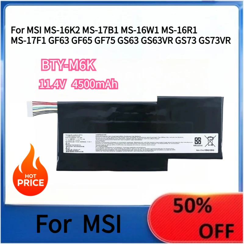 

New Laptop Battery BTY-M6K For MSI MS-16K2 MS-17B1 MS-16W1 MS-16R1 MS-17F1 GF63 GF65 GF75 GS63 GS63VR GS73 GS73VR