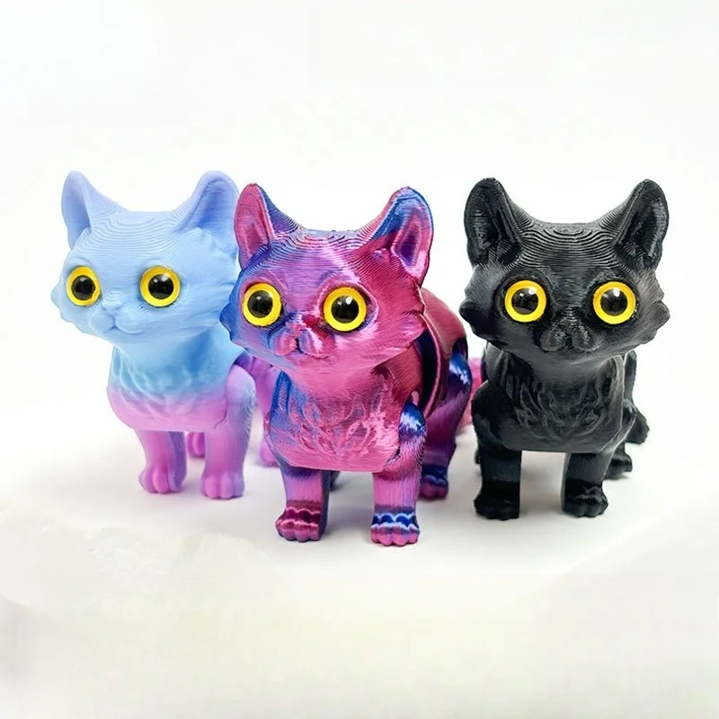 3D Printed Cats Movable Joint Fidget Toys Stress Relief Decompression Desktop Ornament Kid Figure Грачка для дорослих дітей