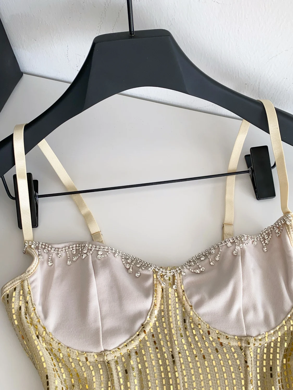 

Summer Women's Bandeau Crop Top Diamond Fringe Fibone Waist Cinched Club Sexy Outfit Polyester Fiber Slim Fit Casual Wear