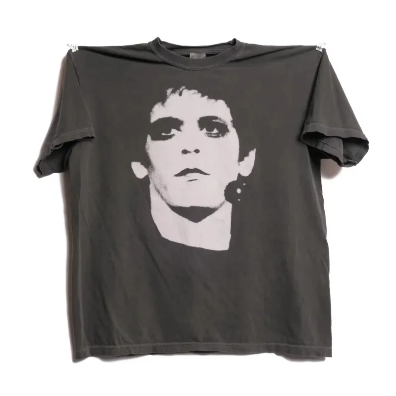 Men's Lou Reed Transformer Tee Men's T-shirt Black Casual Round Neck Men's and Women's Styles Suitable for All Seasons