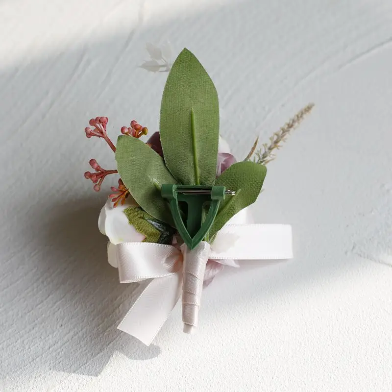 Broches de fleurs roses vintage pour femmes et hommes, boutonnière de marié, épingle trempée, fleur de poignet de mariage, décor de fête de mariée
