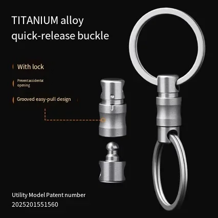 FEGVE Titanium Quick-Release Keychain (Conical Tip)