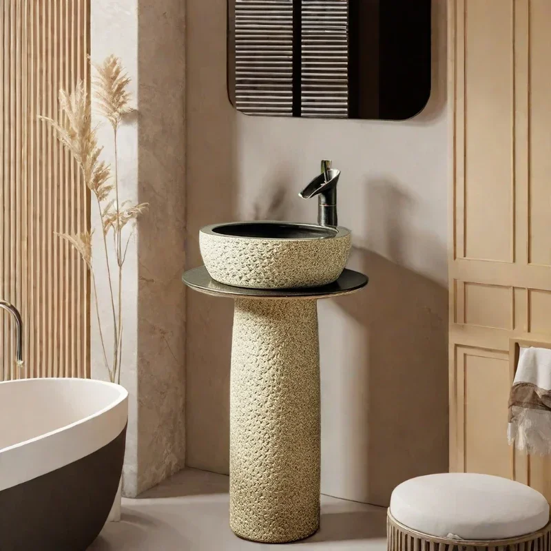 

Ceramic column integrated floor-to-ceiling outdoor courtyard wash column wash basin small apartment balcony