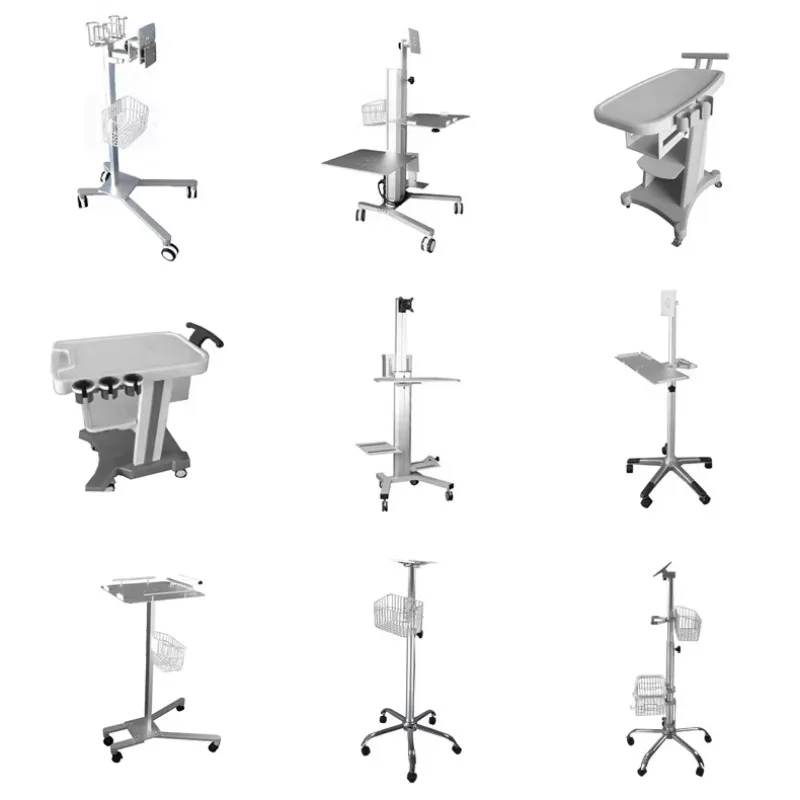 Medical Trolley Stand Mobile Cart Hospital Clinic Laptop Desktop Holder Host Mobile Aluminium Mobile Stand Table Trolley Cart