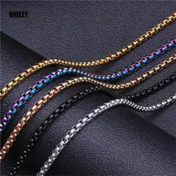 Hmeey Rope Chain Box Necklace Stainless Steel Chains Link Necklaces Pendant DIY Jewelry Never Rub Off 2MM 2.5MM 3MM 4MM