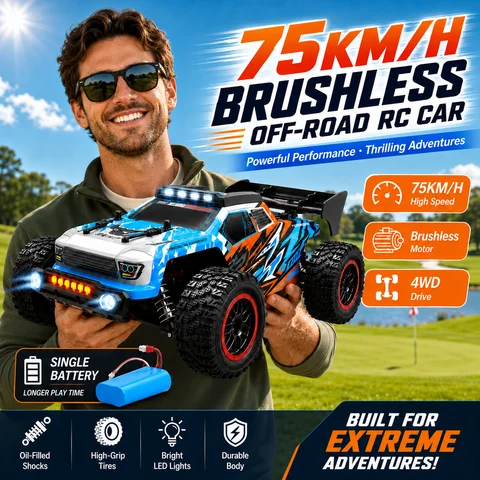 ZNLYRION RC Remote Truck High Speed Brushless Full Metal Gear Differential 2.4Ghz 300M Remote Distance LED Headlight Big Foot RC Car For Adult Hobby