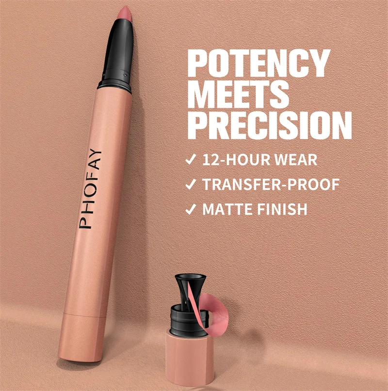 PHOFAY MATTE LIP LINER LIPSTICK PEN Matte Brown Velvet Lipstick Waterproof Silky Contouring Tint Lipliner Crayon Lip Makeup