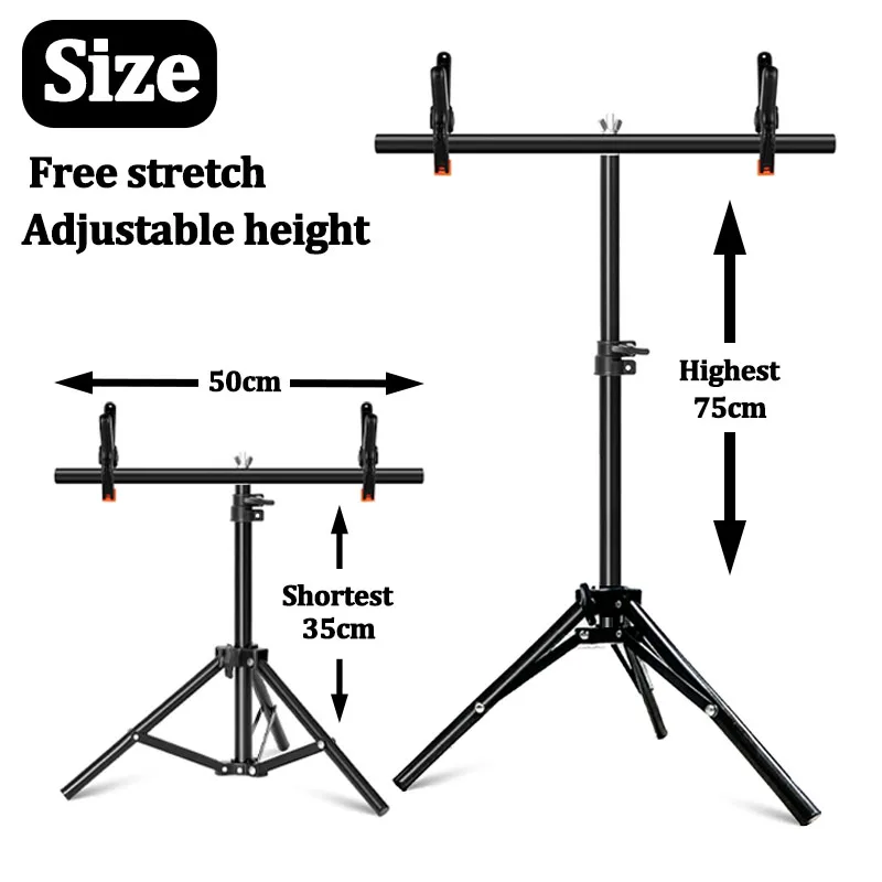 Suporte para cenários de fotografia em forma de t, estúdio fotográfico em forma de t, suporte de luz, mini tripé para fundo de pvc, papel de pano