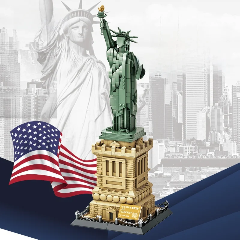 compatible-statue-of-liberty-landmark-building-model-assembly-children-boys-toy-gift-suitable-for-all-ages-abs-material