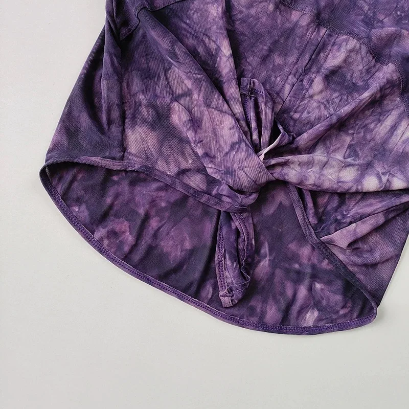Lauf-Oberbekleidung, schnell trocknend, Batik-Mesh-Yoga-Weste, ärmelloses T-Shirt, Rückenschlitz, locker geschnittenes Damen-Sporttop – Detail 9