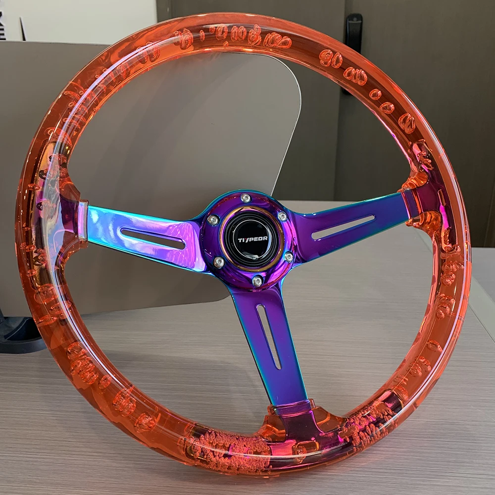 Universal Transparent Purple Steering Wheel Sport Acrylic 350mm Racing Sports Steering Wheel