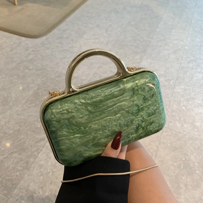 Fashion Acrylic Marble Pattern Women's Handbag Socialite Temperament Small Banquet Bag Square Shoulder Crossbody Bag