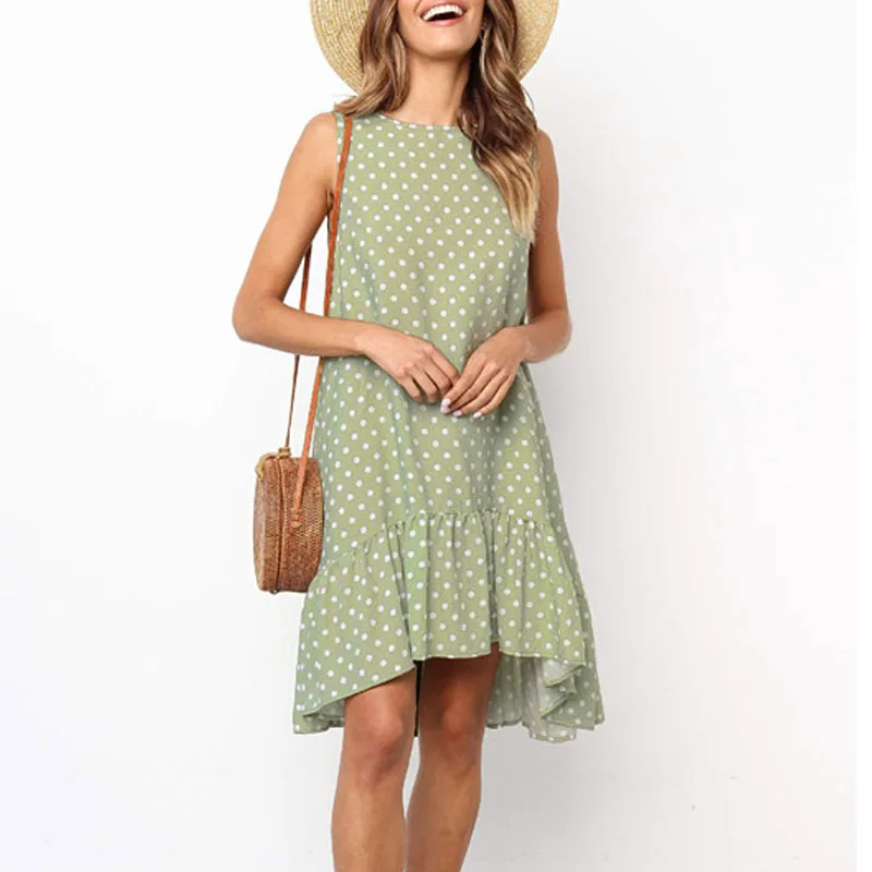 

New Summer Sleeveless Dresses for Women O-Neck Women Dress Loose Dot A-LINE Dress Women Vestidos De Verano Mujer 2026 Q3716