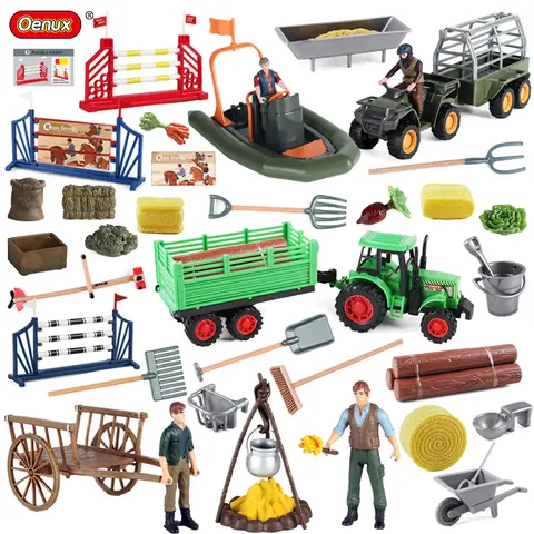 Oenux Heminredning Ridstängsel Palmer Simulering Gård Ko Häst Djurmodell Actionfigurer Miniatyr Söt Barnleksak 8 best sales leksaker med bondgårdsdjur - №3