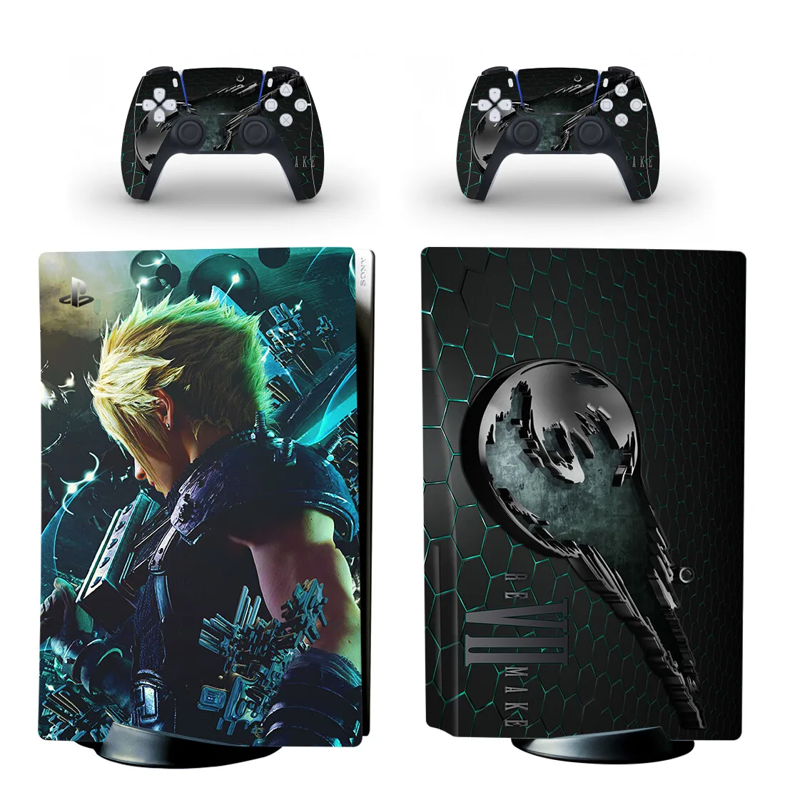 Juego Final Fantasy Remake PS5 Disc Skin Sticker, cubierta de calcomanía para consola y controladores PS5 Disk Skin Sticker Vinyl