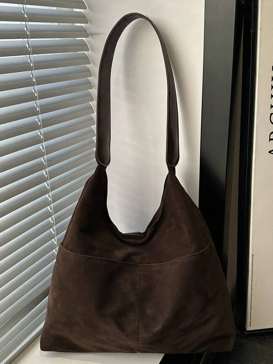 

Womens Large Suede Hobo Shoulder Tote Bag Chic Casual Office Bag
