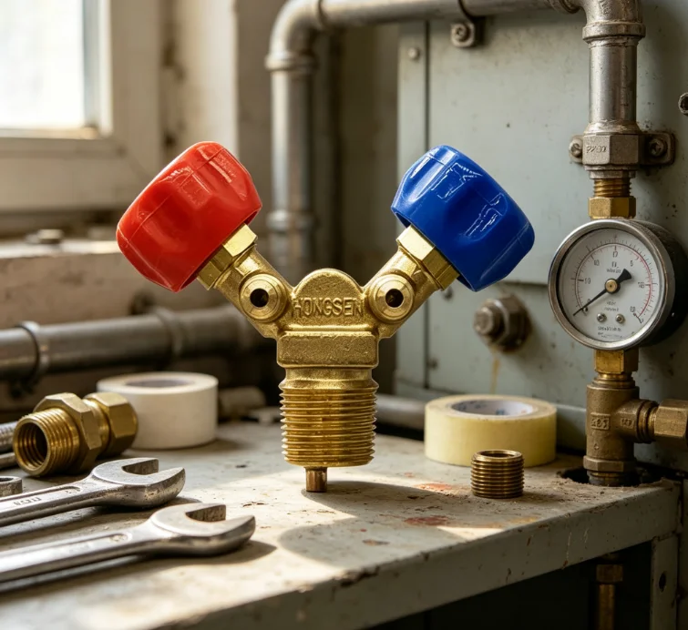Explosion-Proof Refrigerant Recovery Charging Hand Valve High Low Pressure Special Cylinder Horn Valve for HVAC Repair