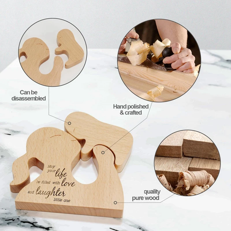 2-teiliges Geschenk für Neugeborene, Mädchen und Jungen, Holzfarbe aus Holz für Mädchen und Jungen, für Mädchen und Jungen, Mutter und Neugeborene