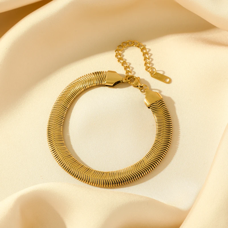 EILIECK 316L Edelstahl Goldfarben Dicke Schlangenkette Halskette Armband für Frauen Mädchen Mode Schmuckset Geburtstagsgeschenk – Detail 9