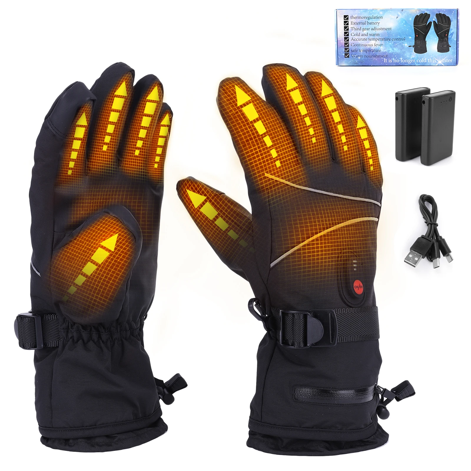 

Winter Gloves Touchscreen Anti-Scratch Heated Gloves Rechargeable Windproof Hand Warmer for Motorcycle Bike Glove